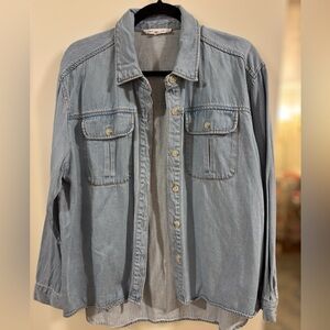 Jane and Delancey Light Blue Denim button down, Large